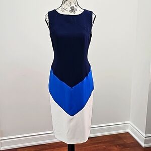 Nine West sleeveless blue and white dress size 4